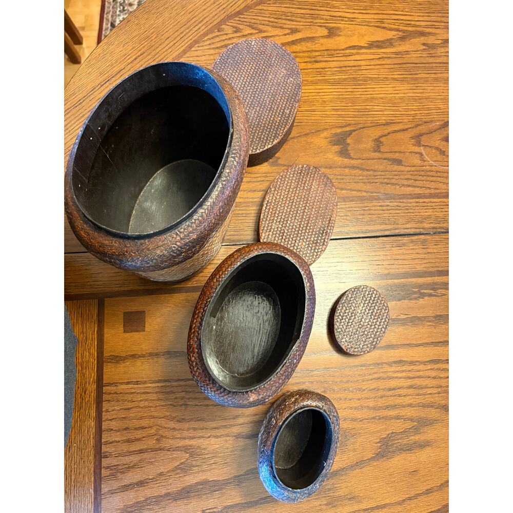 Three (3) Vintage Nesting Rice Boxes - Picture 4 of 7